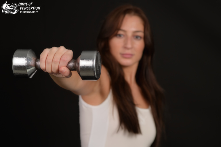 Fitness Modell mit Gewichten / Weigts